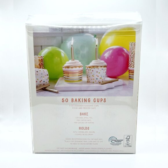 NEW My Minds Eye Gold Foiled Polka Dot and Stripes Baking Cups - 50 Count - Picture 4 of 4